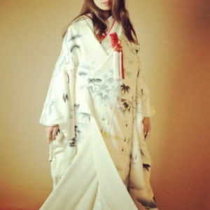 水墨画白無垢友禅